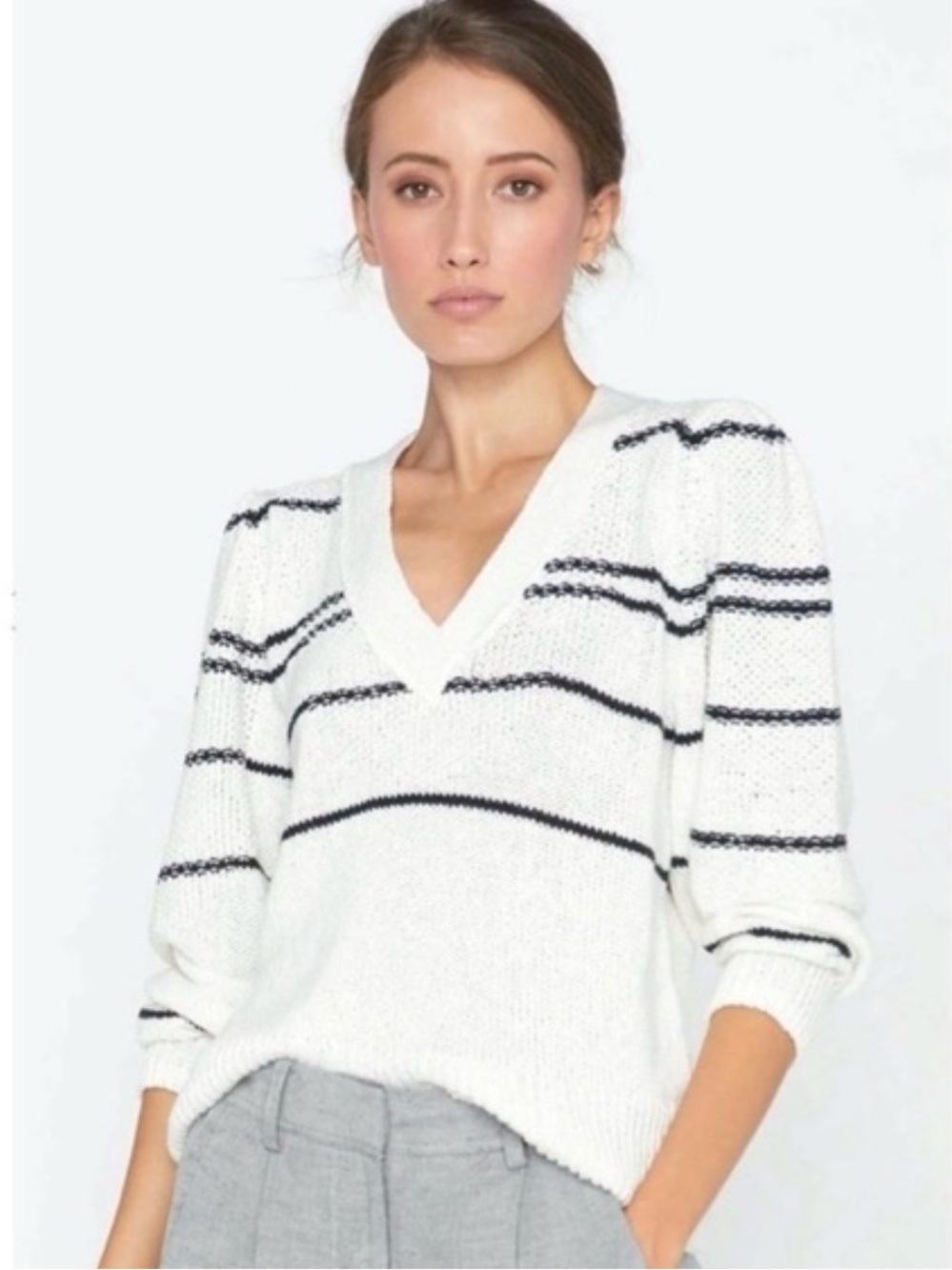 Brochu Walker Sasha Striped Vee Sweater size XS